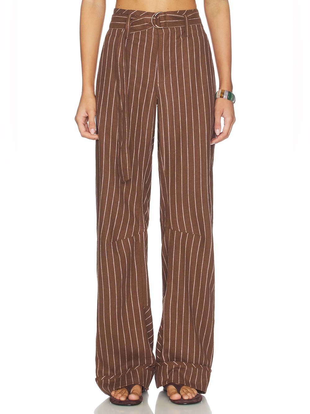 Free People x REVOLVE Raise The Stakes Pants in Chocolate Brown Combo NWT